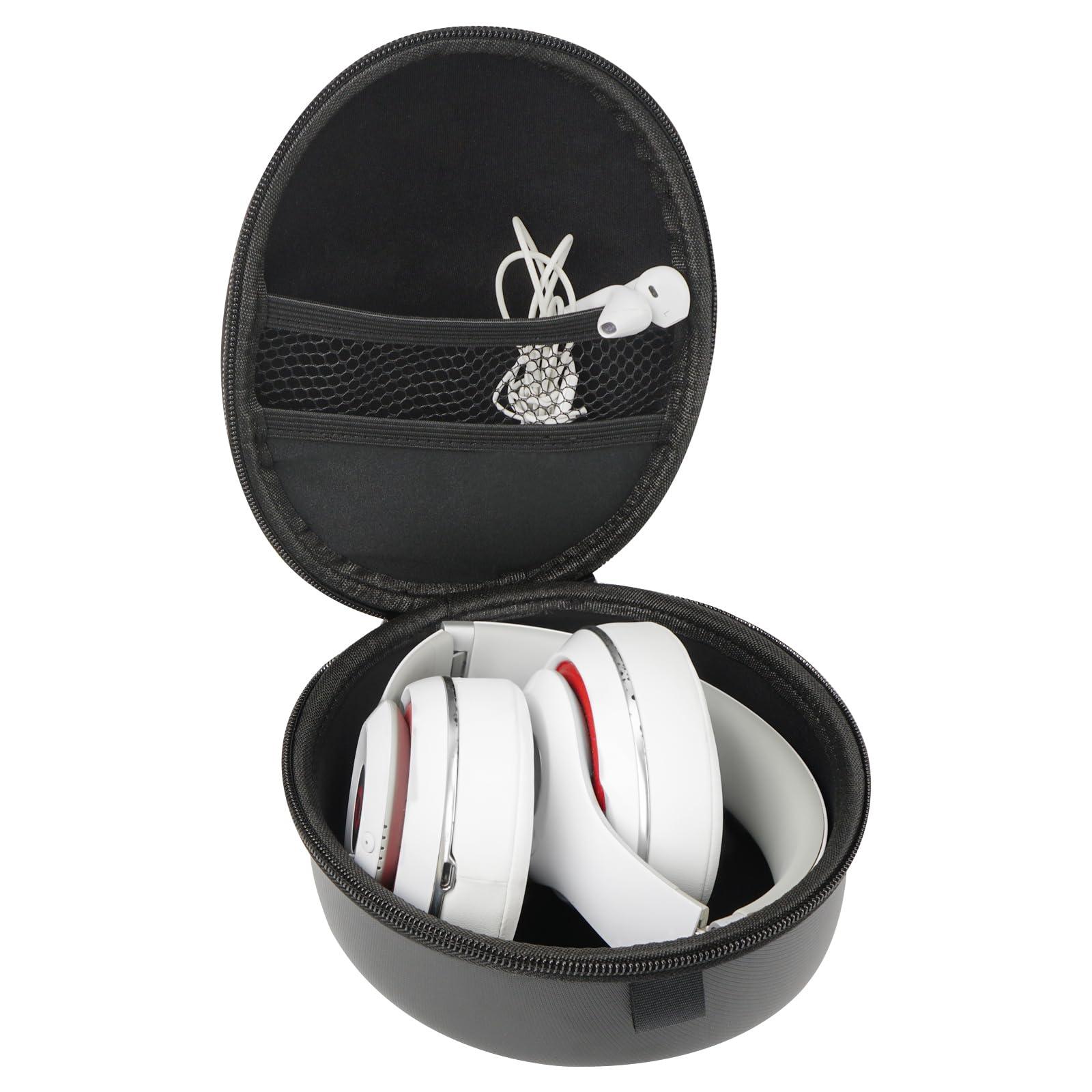 GEEKRIA Geekria Shield Headphones Case Compatible with Beats Studio Pro, Studio 2, Studio 3, Solo Pro, Monster Diamond Tears Case, Replacement Hard Shell Travel Carrying Bag with Cable Storage (Black)