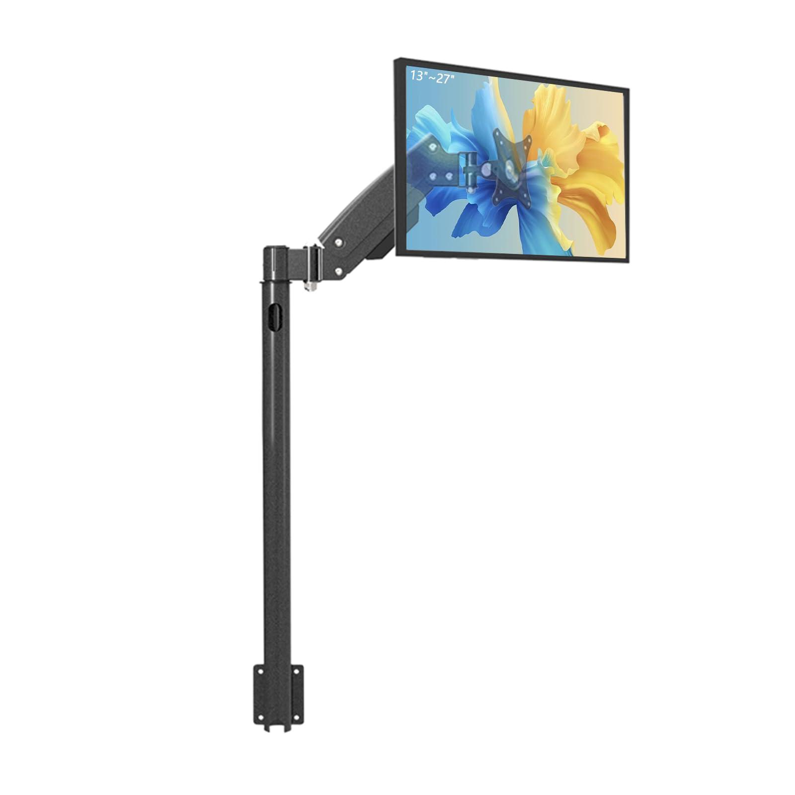 sunter98 Premium Gas Spring Single Monitor Floor Stand - Adjustable Height, Sturdy TV Mount for 13-27 LCD Monitors - Holds up to 10kgs - Perfect PC Stand for Floor or Sofa Side