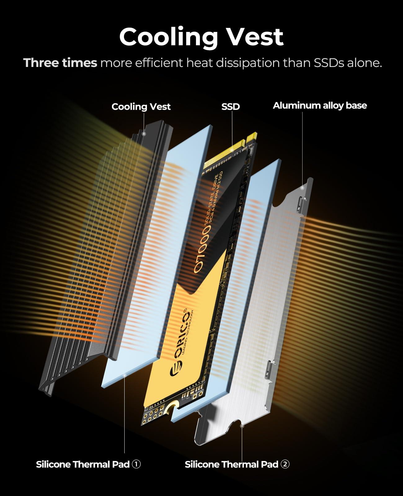 ORICO ORICO 2TB DIY Portable SSD - Up to 3200MB/s - USB-C, O7000 2TB Gen 4.0 SSD with 40Gbps M.2 NVMe Enclousre, Compatible with Thunderbolt4/USB4-M234-GY