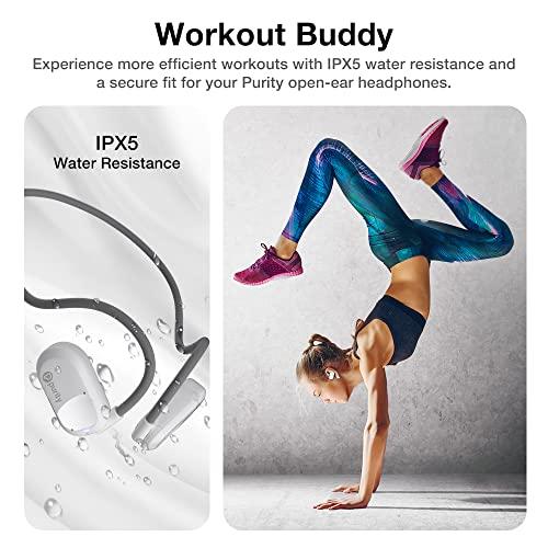Purity Purity Air Open Ear Headphones - True Air Conduction Wireless Bluetooth Open Ear Earbuds with Dual Mic for iPhone/Android - Secured Long Wearing Comfort, Sports Sweat Resistant (White/Grey)