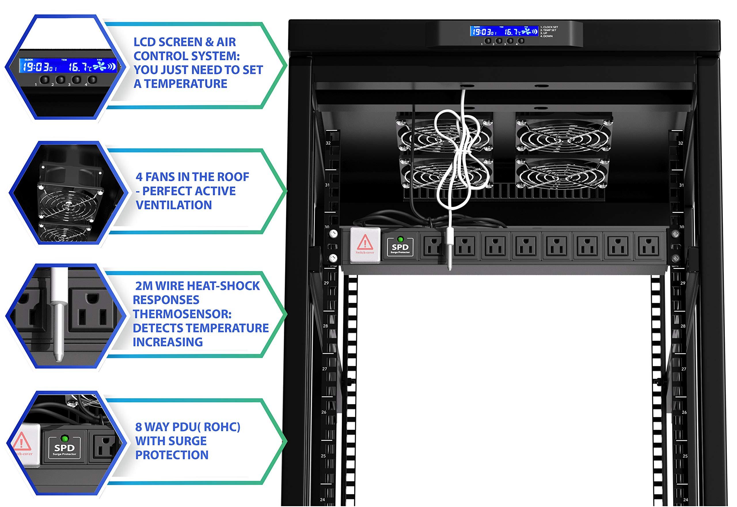 Sysracks Sysracks - Server Rack - Locking Cabinet - Network Rack Cabinet Enclosure - Rack Mount - 32 Inch Deep - Server Cabinet - on Casters - Rack Shelf - Cooling Fan - Thermostat - (37U (24\" w x32 d x74 h))