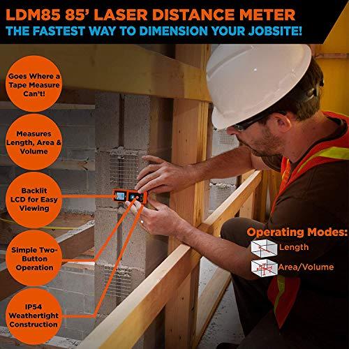 Johnson Johnson Level & Tool LDM85 Laser Distance Meter, 85\', Orange, 1 Laser Distance Meter
