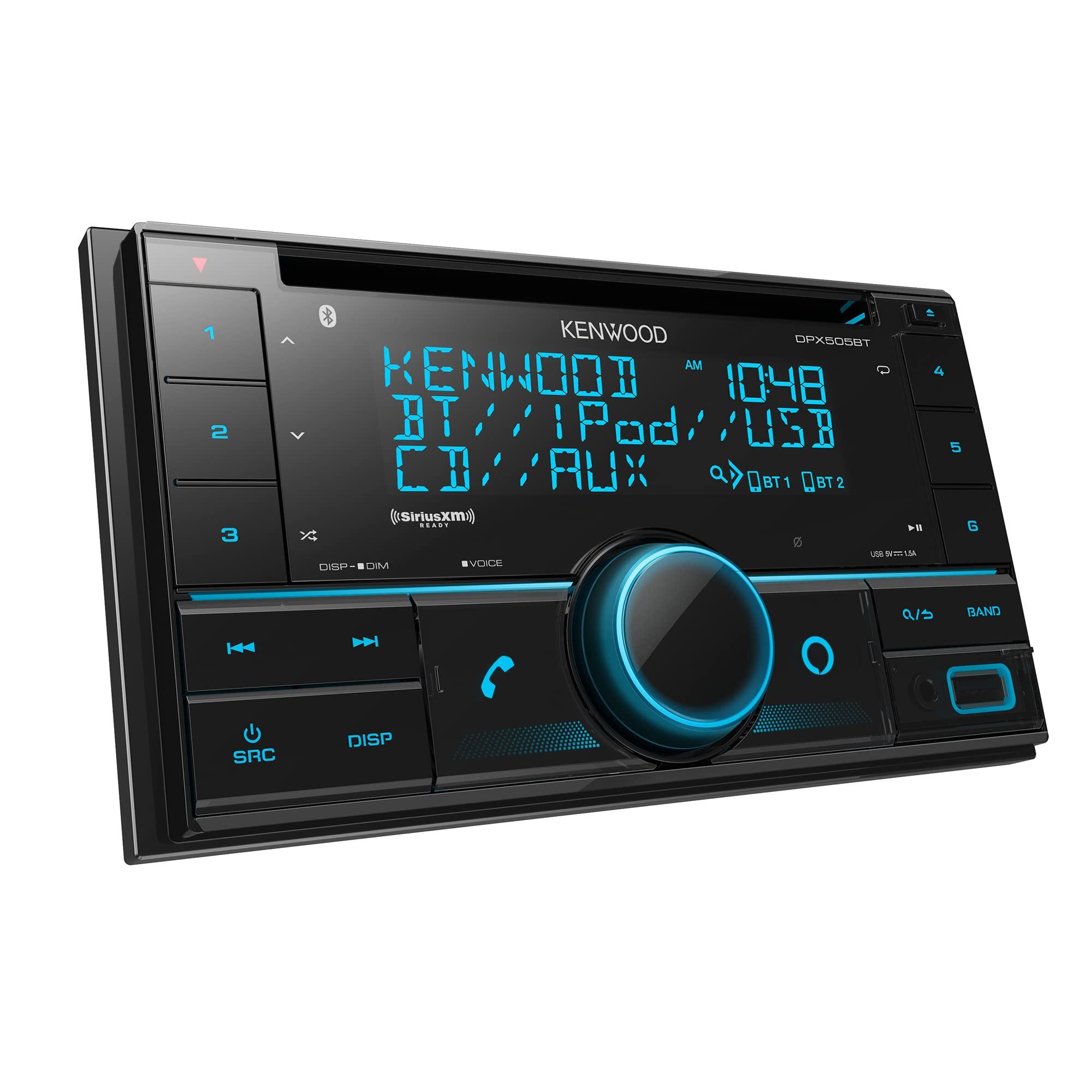 Kenwood KENWOOD DPX505BT Double DIN in-Dash CD Car Stereo. AM/FM with Bluetooth, Amazon Alexa Voice Control, High-Contrast 3-line Display with Variable-Color Illumination, SiriusXM