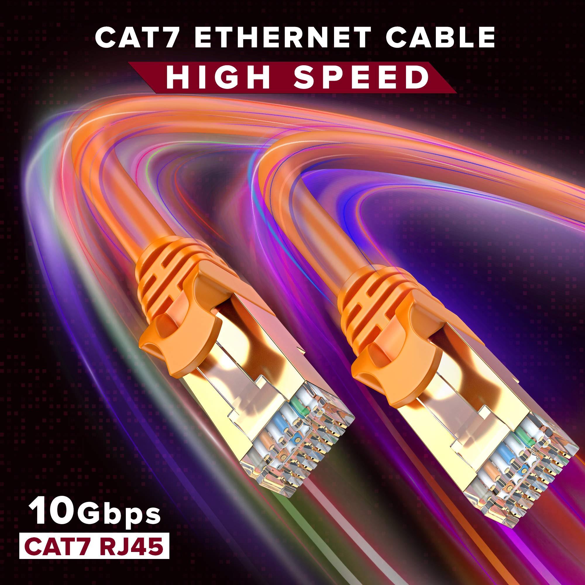 Maximm Cat 7 Ethernet Cable 20 ft - (2 Pack) High-Speed Cat7 Internet & Network LAN Patch Cables, RJ45 Connectors - Perfect for Gaming, Streaming, and More (Orange)
