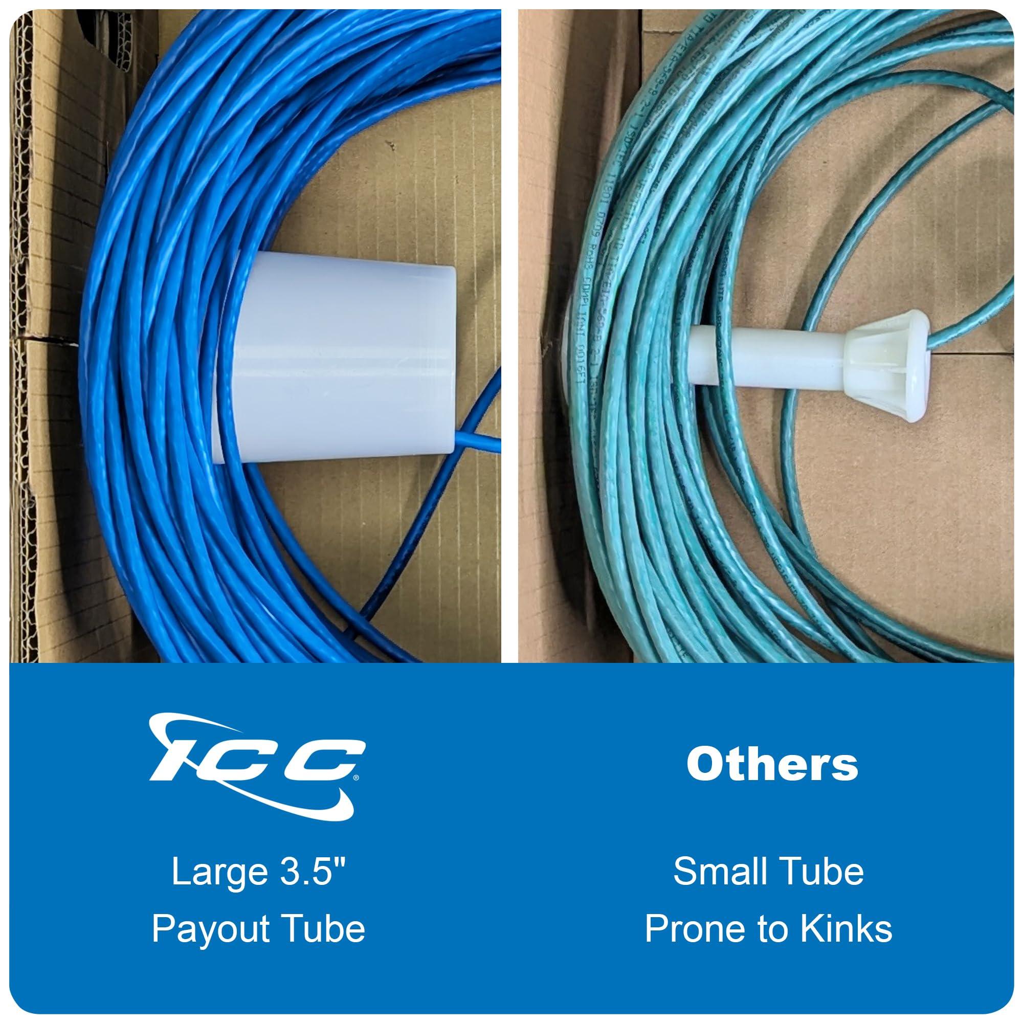 ICC ICC Cat6A CMR Riser 1000ft - FTP 23AWG, 100% Solid Pure Copper, Shielded, Bulk Ethernet Cable on Reel, PoE++, 650MHz, UL Certified, ETL Verified, RoHS, TAA and NEC Compliant, Made in USA, Blue