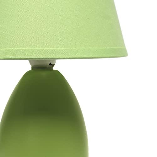 Simple Designs Simple Designs LT2009-GRN-2PK Mini Oval Egg Ceramic Bedside Table Lamp 2 Pack Set, Green