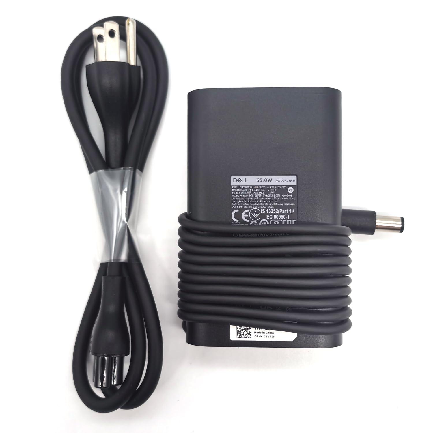 Dell Dell Laptop Charger 65W watt Barrel 7.4mm tip, Latitude 7280 7285 7380 7389 7480 7290 7390 7490 AC Power Adapter 19.5V 3.34A, Black, LA65NM191