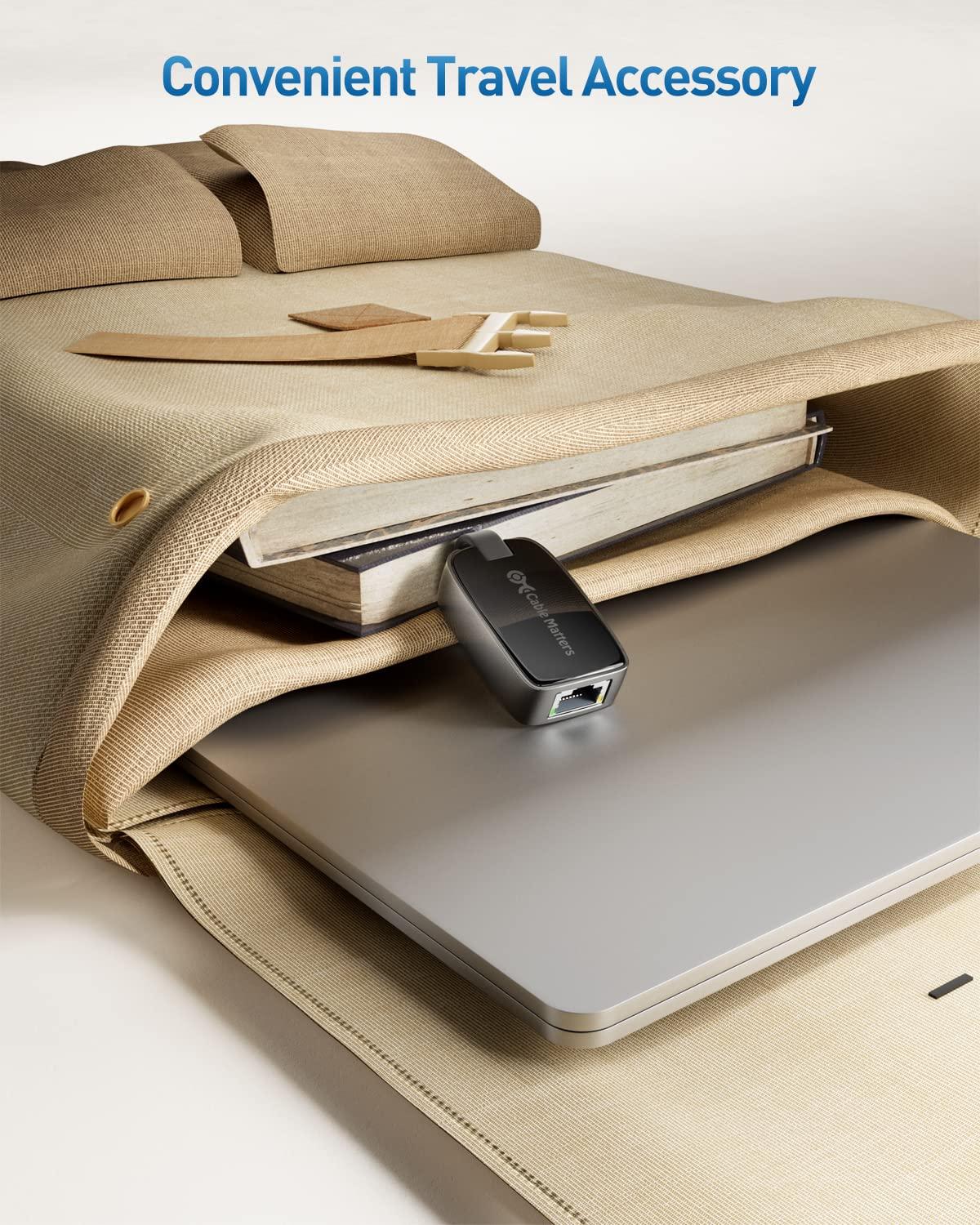 Cable Matters Cable Matters USB to Ethernet Adapter Supporting 10/100 Mbps Ethernet Network in Black & Portable USB C to Ethernet Adapter Gigabit, Foldable Ethernet to USB C