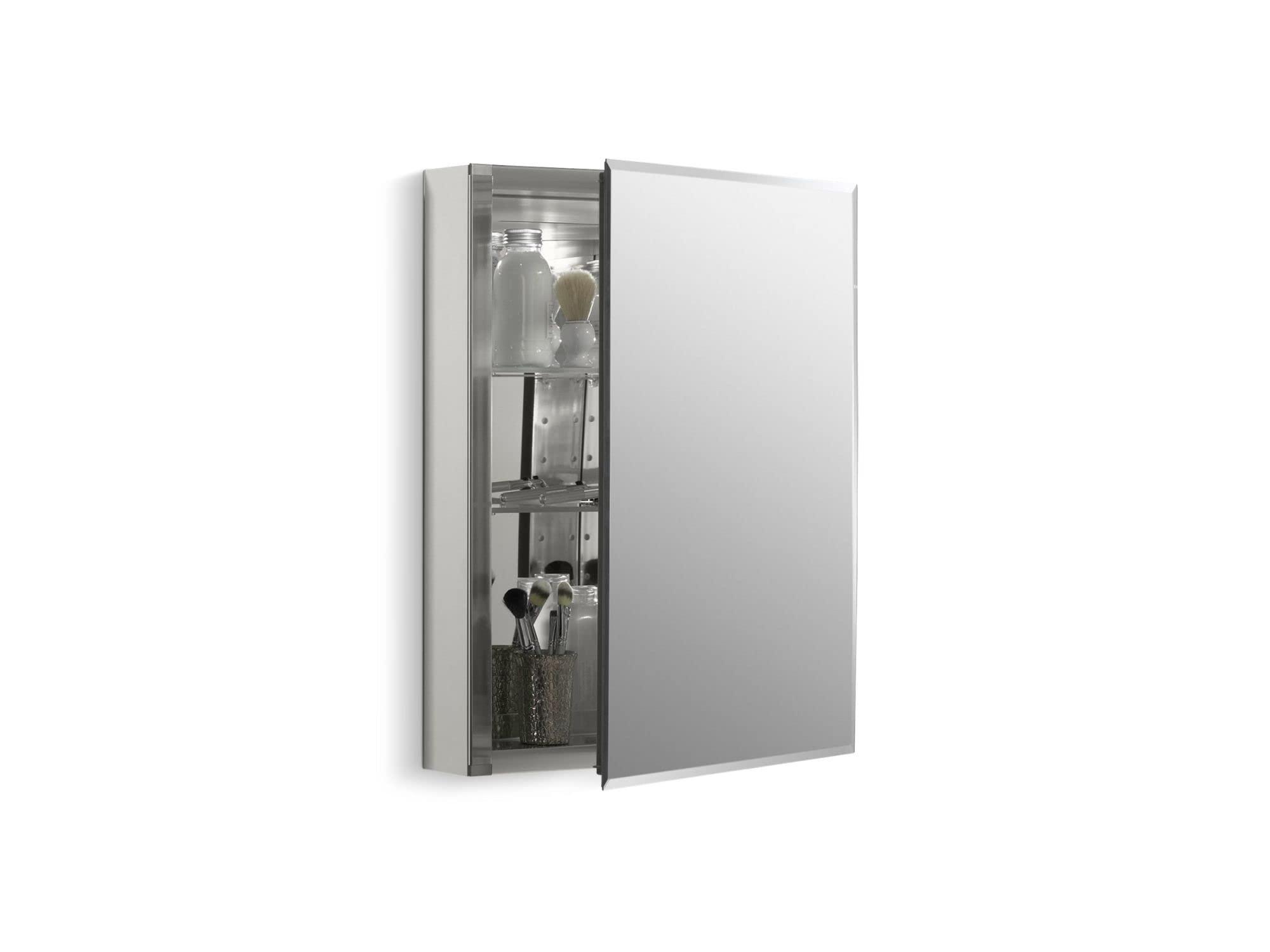 Kohler KOHLER K-CB-CLC2026FS Beveled Medicine Cabinet with Mirror Door & Adjustable Shelves, Rectangular Beveled Edge Frame, 20\" x 26\"