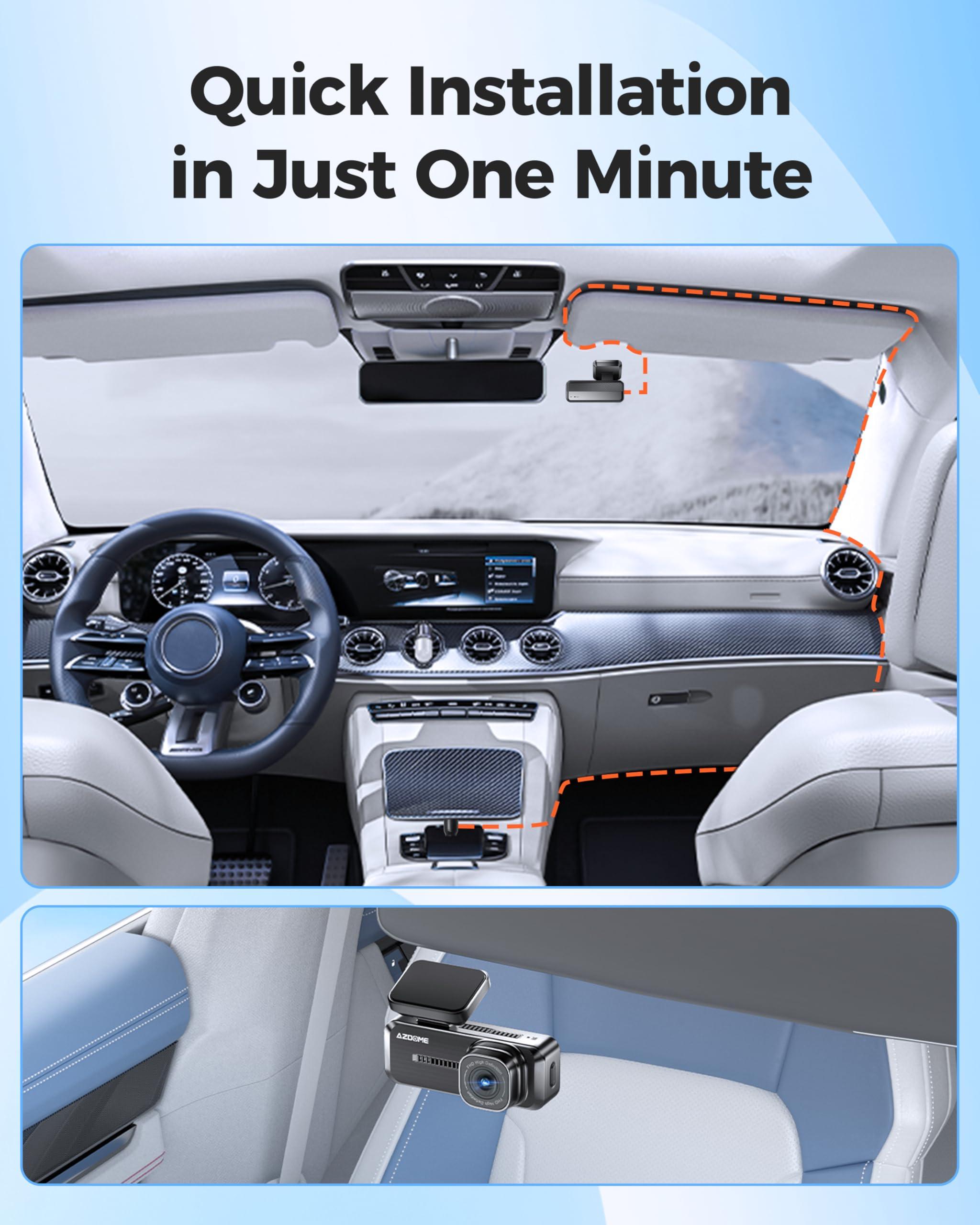 AZDOME Azdome M200 Mini Dash Cam WiFi Dashcam, 1080P Front Dash Camera for Cars, Hidden Car Camera with 24H Parking Mode G-Sensor Night Vision, AZDOME APP, Loop Recording, Support 128GB Max, Easy to Install