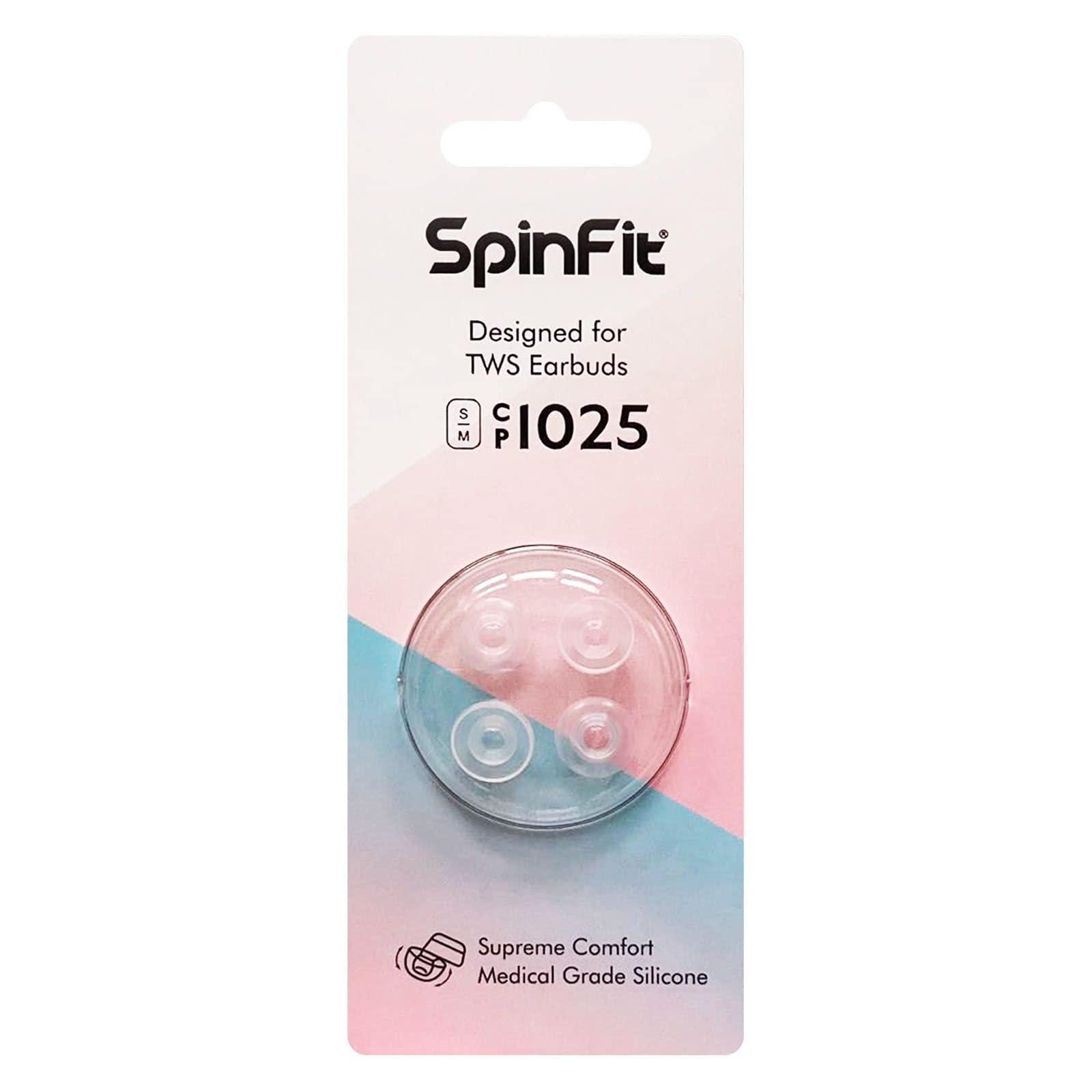 SpinFit SpinFit CP1025-M/S- Medical Grade Silicone Patented Ear Tips, Secure Fit and Supreme Comfort Fits MTW3, Galaxy Buds 2, Soundcore Space A40 & More (2 Pairs) (for Nozzle Diameter from 4-5.5mm)
