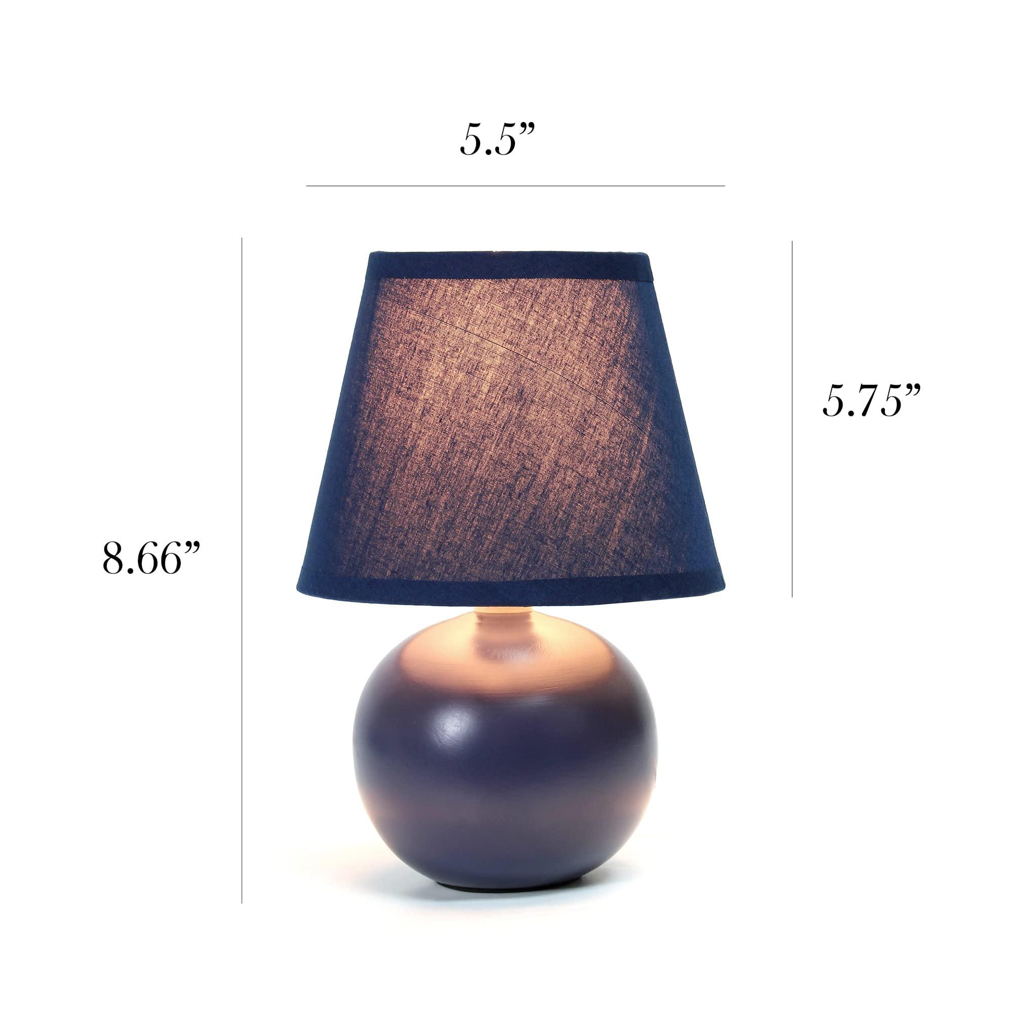 Simple Designs Simple Designs LT2008-BLU-2PK Mini Ceramic Globe Table Lamp 2 Pack Set with Matching Fabric Shade, Blue