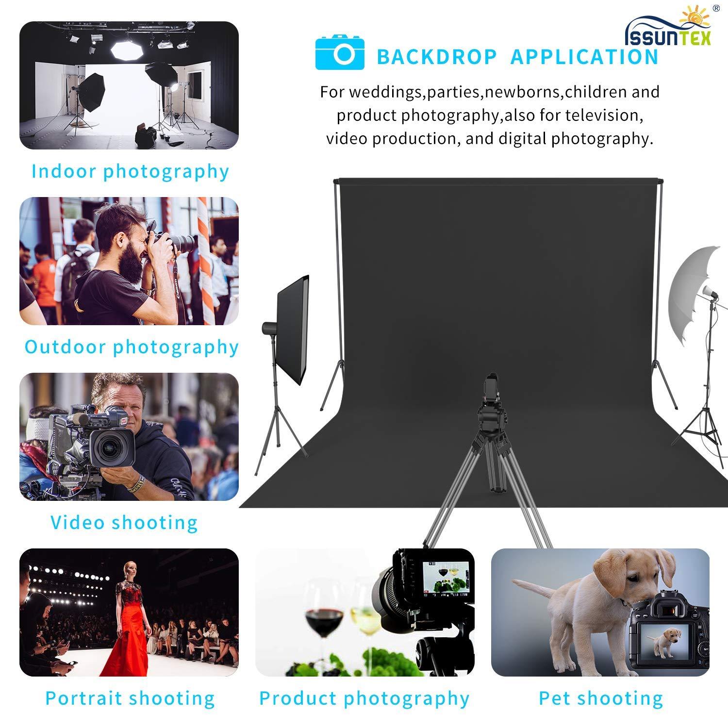 ISSUNTEX ISSUNTEX 10X16 ft Background Muslin Backdrop, Photo Studio, Collapsible High Density Screen for Video Photography and Television-Black