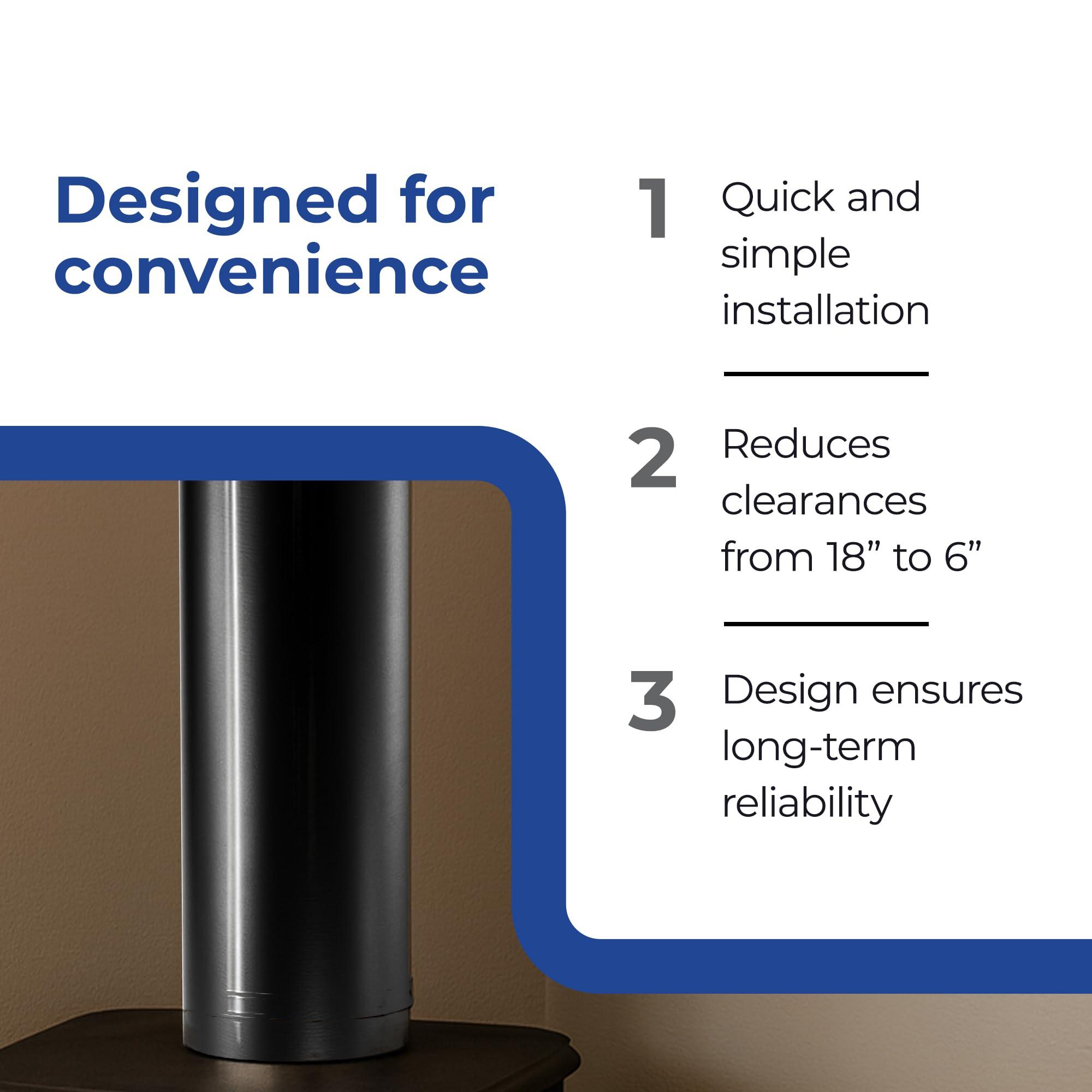 M & G Duravent, Inc. DuraVent 6 Inches 24 Gauge Steel Single Wall Air Insulated Damper Section As Wood Burning Stove Top Connecting Adapter, Black