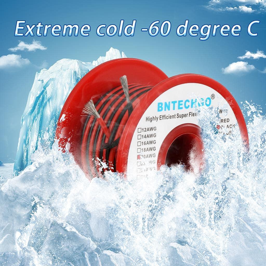 BNTECHGO BNTECHGO 20 Gauge Silicone Wire Spool Red and Black Each 25ft 2 Separate Wires Flexible 20 AWG Stranded Tinned Copper Wire