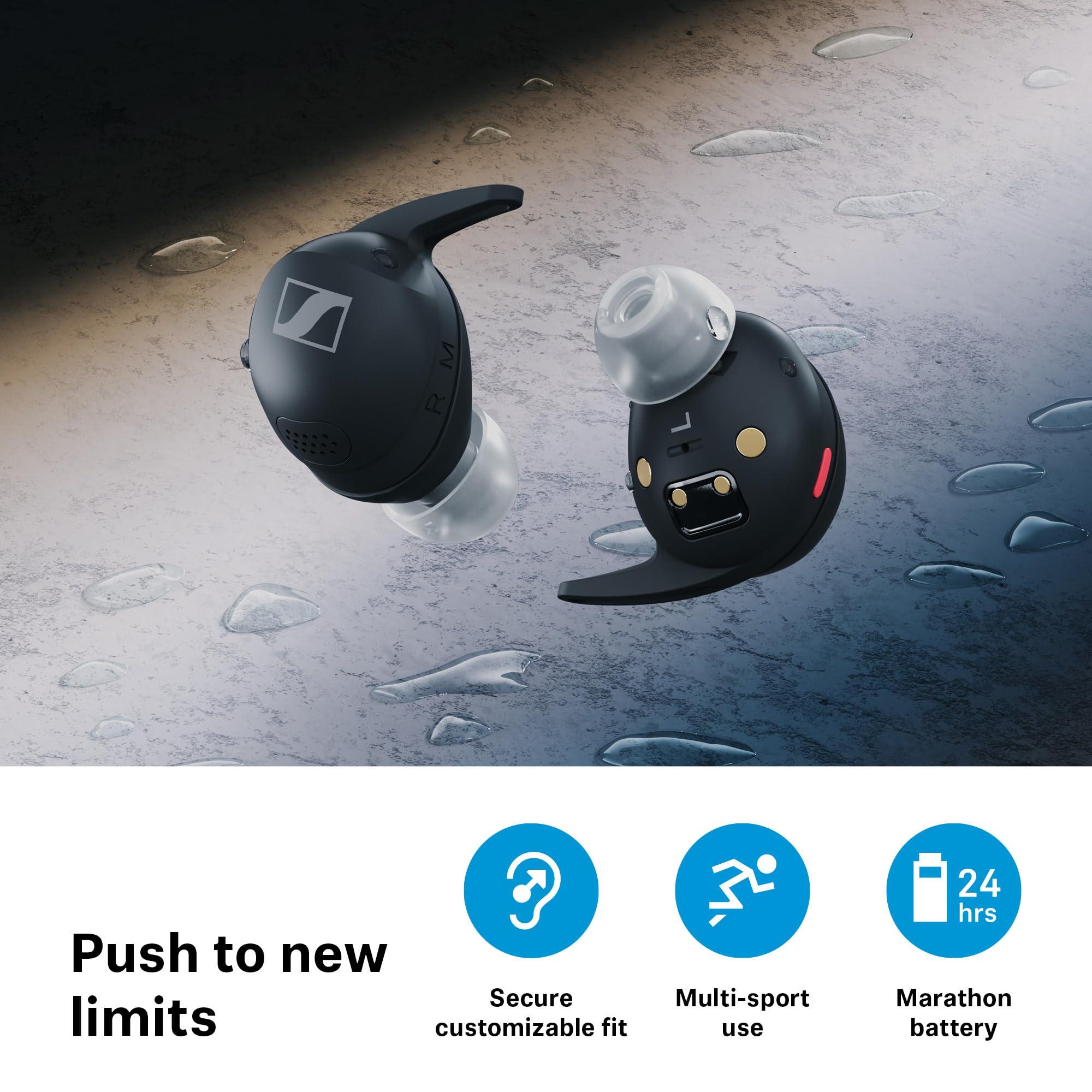 Sennheiser Sennheiser Momentum Sport Earbuds with Sport Sound Tuning and Adaptive ANC, Secure Fit, 24-Hour Battery Life, Fitness Tracker for Body Performance Data, Black