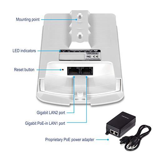 TRENDnet TRENDnet 14 DBI WiFi AC867 Outdoor Poe Preconfigured Point-to-Point Bridge Kit, 14 DBI Directional Antennas, for Point-to-Point WiFi Bridging Applications, 5GHz, AC867, TEW-840APBO2K