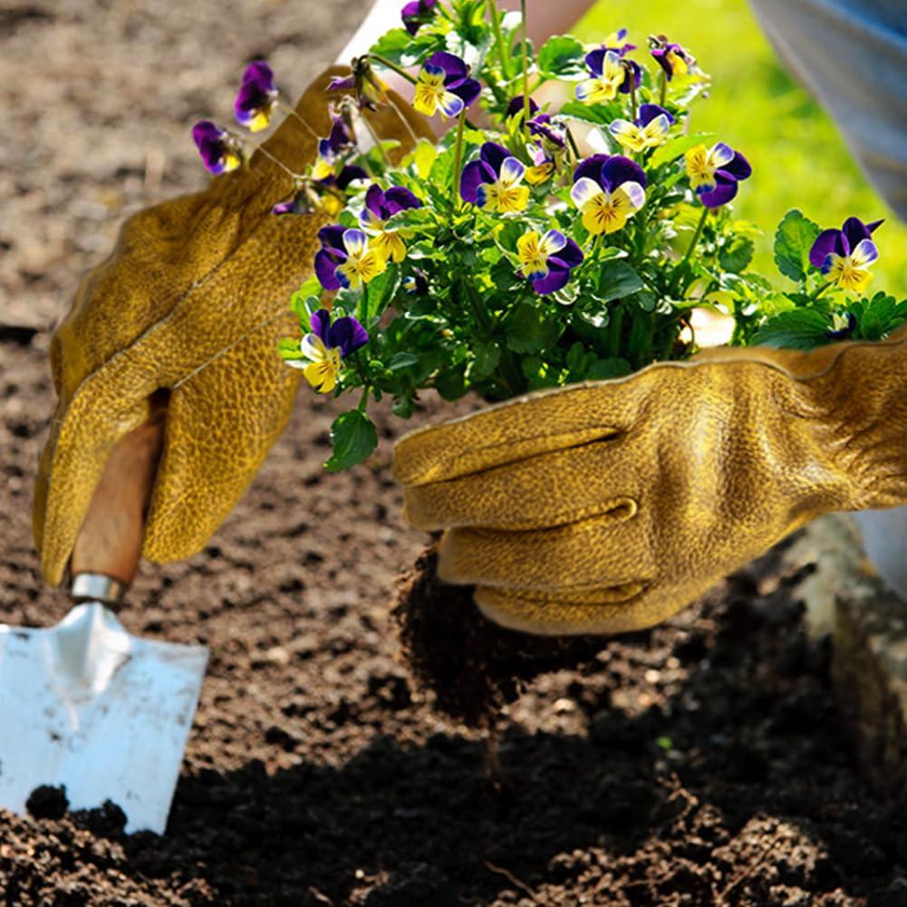 OLSON DEEPAK OLSON DEEPAK Heavy Duty leather work Gloves,Safety Cowhide Leather Garden Working Gloves for Men/Women,Driving,Yard work (Yellow, Mediumpack of 1)