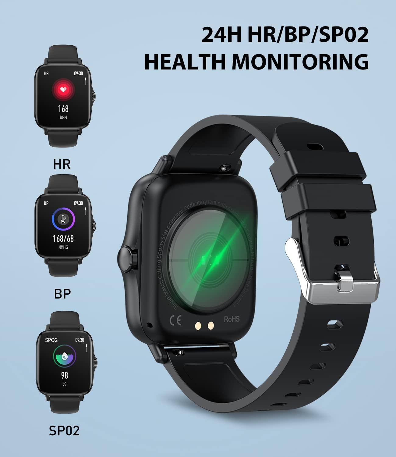 EGQINR EGQINR Smart Watches for Men Women, 1.7" HD Touch Screen Activity Fitness Tracker with Health Monitor and Sleep, IP67 Waterproof Smartwatch with Bluetooth Call for Android iOS