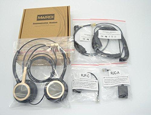 MAIRDI MAIRDI Telephone Headset with RJ9 Jack for Cisco Phone, Including 3.5mm Connector for Cell Phone PC Laptop, Binaural Office Headset with Microphone Noise Canceling for Call Center Landline Deskphone