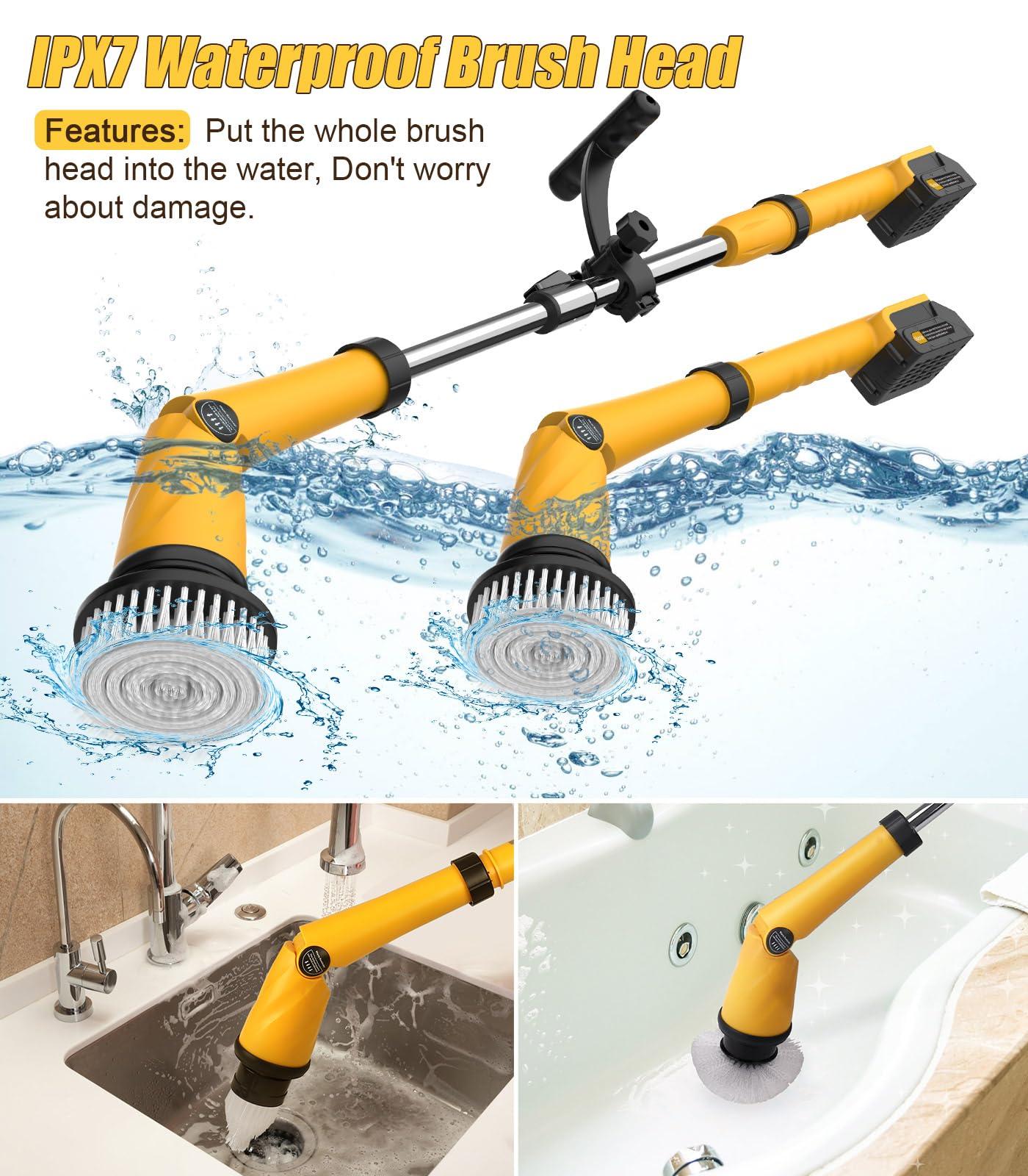 qimedo Qimedo Electric Spin Scrubber Extra Large Brush Q3,6000 mAh Best Battery Power Scrubber for Cleaning,1200RPM Shower Cordless Cleaning Brush with 8 Brushes for Bath/Tub/Tile/Floor (Smart Display)