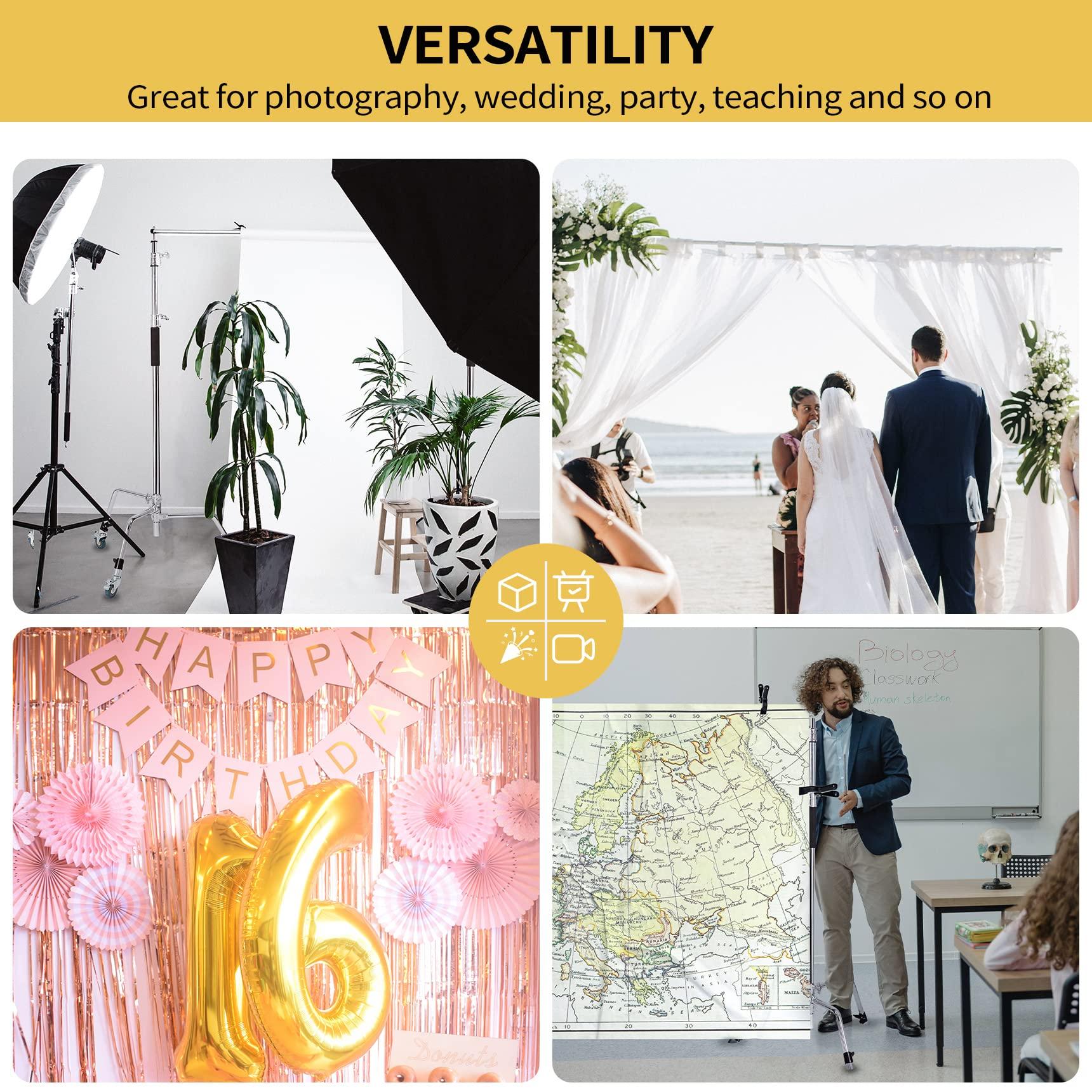 Meking Pro Stainless Steel Telescopic Backdrop Crossbar Max Length 10 ft/3m Adjustable Background Support Cross Arm, Backdrop Pole for C Stand