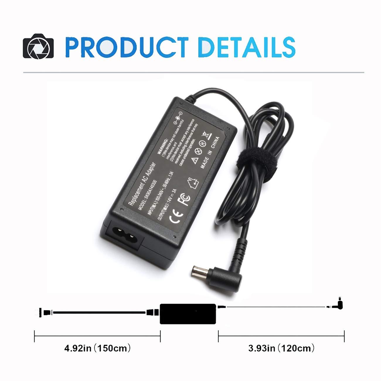 LJO-EEIH 14V Power Cord Monitor for Samsung Charger, Ac Dc Adapter Power Samsung LCD Monitor LTM1555B LTM1555X; Samsung SyncMaster 15\" 17\" 18\" 19\" 20\" 22\" 23\" 24\" 27\" TV LCD