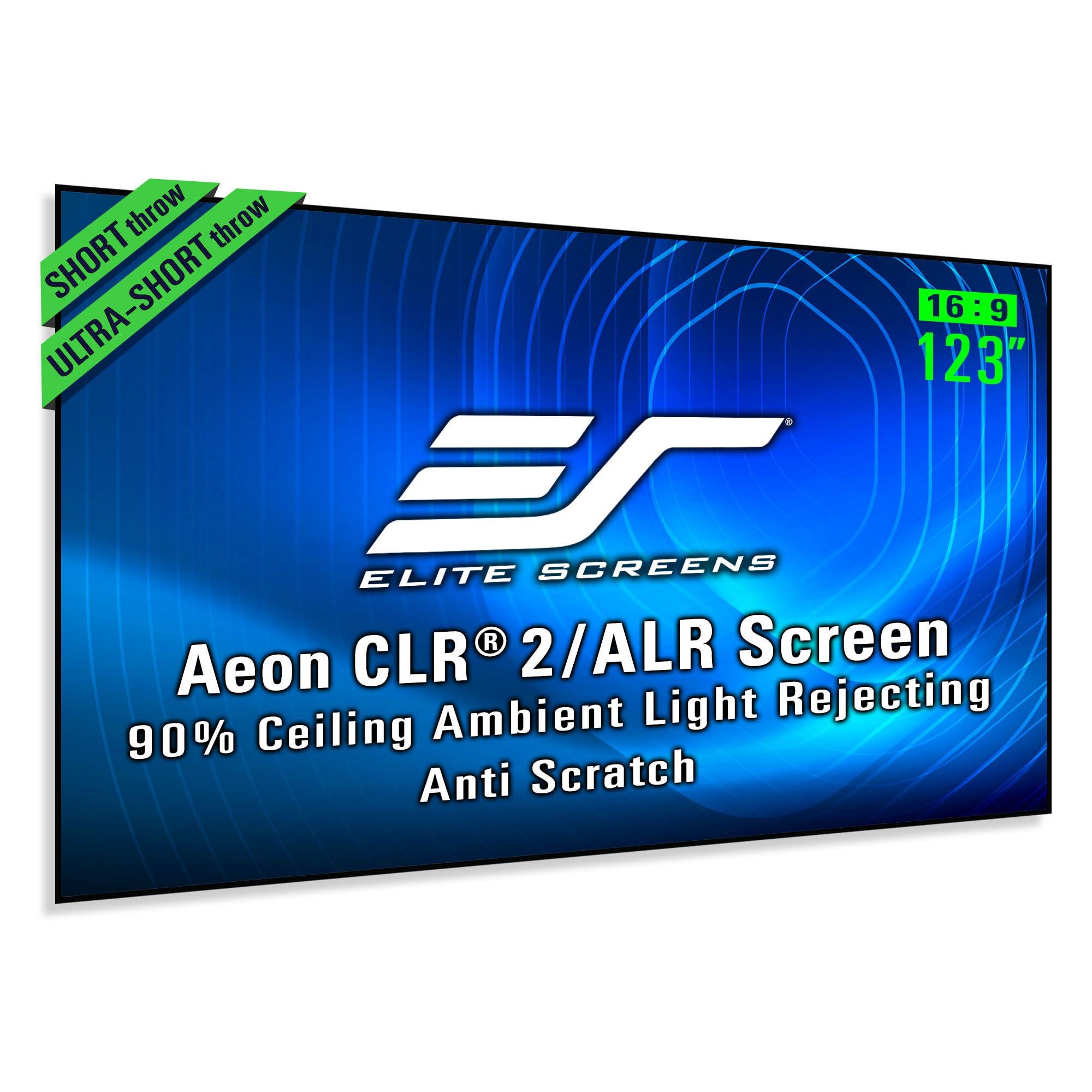 Elite Screens Elite Screens Aeon CLR2, 123-Inch ALR Projector Screen, Edge-Free Fixed Frame, 90% Ambient Light Rejecting, Grey Screen for UST & Short Throw ProjectorsIndoor Movie & Home Theater Screen, AR123H-CLR2