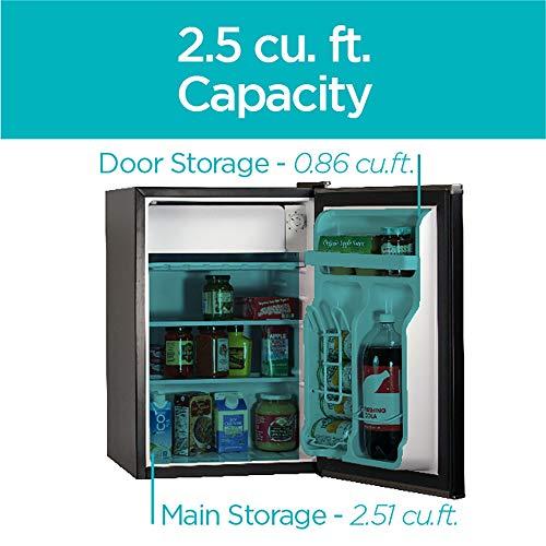 BLACK+DECKER BLACK+DECKER BCRK25B Compact Refrigerator Energy Star Single Door Mini Fridge with Freezer, 2.5 Cubic Feet, Black