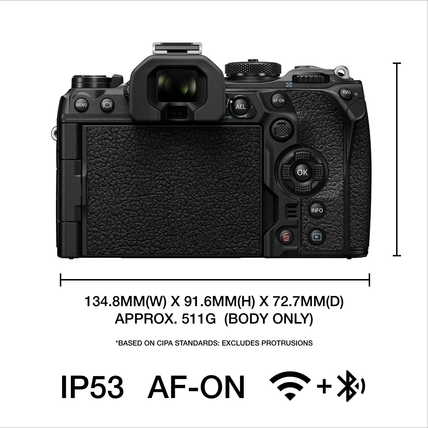 OM SYSTEM OM SYSTEM OLYMPUS OM-1 Micro Four Thirds System Camera 20MP BSI Stacked Sensor Weather Sealed Design 5-Axis Image Stabilization 120fps sequential Shooting, Black