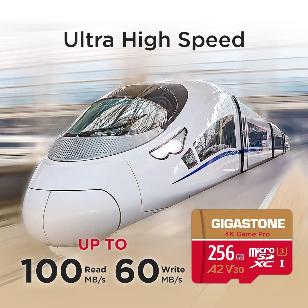 Gigastone [5-Yrs Free Data Recovery] GIGASTONE 256GB 2-Pack Micro SD Card, 4K Game Pro, A2 V30 MicroSDXC Memory Card for Nintendo-Switch, 4K UHD Video, Up to 100/60 MB/s, UHS-I U3 C10 with Adapter