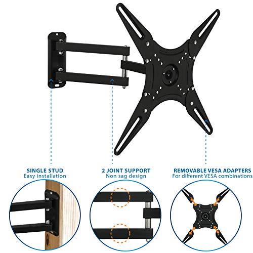Mount-It! Mount-It TV Wall Mount Full Motion LCD, LED 4K TV Swivel Bracket for 23-55 inch Screen Size, Compatible with VESA 400x400, 66 lbs Capacity (MI-2065L), Black