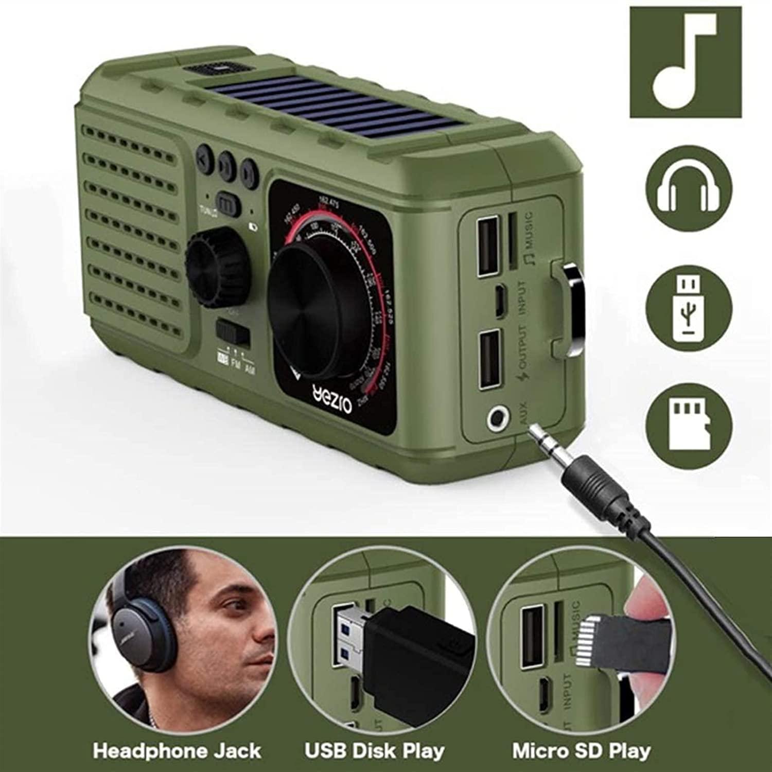 KouRy KouRy Hand Crank Radio with Flashlight for Emergency,Portable Radio -2200mAh Power Bank USB Charger LED Flashlights, Portable Outdoor and Family