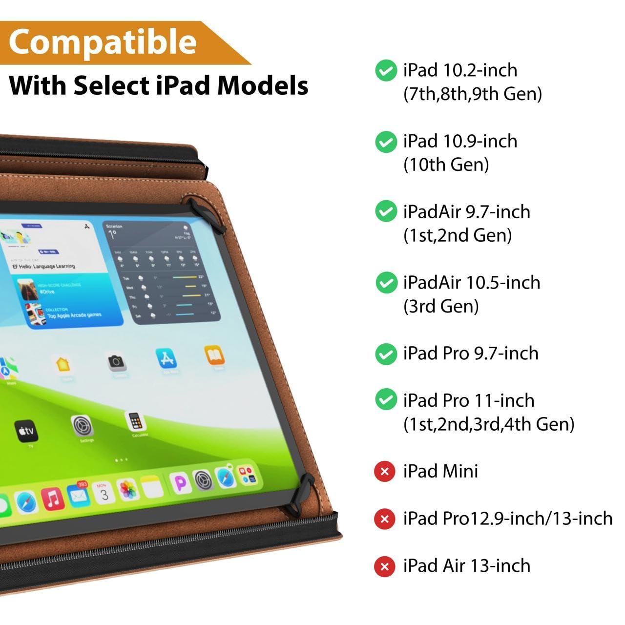 KHOMO KHOMO Universal Padfolio Case - Portfolio Organizer for Tablet 8.5 up to 11 inch –PU Leather Notebook Pad Holder Folder for iPad, Air, Pro & Others