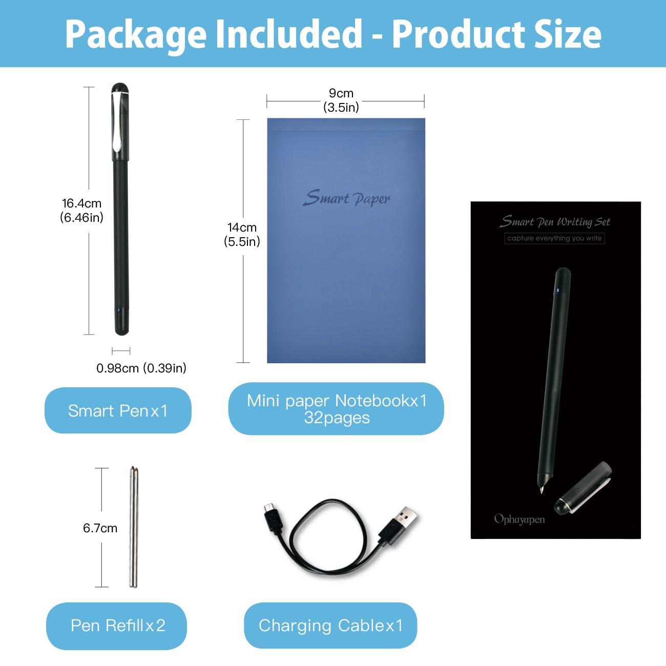 Ophayapen Ophayapen Digital Smart Pen+Small Notepad, Real-time Sync for Digitizing, Storing, and Sharing Paper Notes, Ideal for Note Taking, Drawing, Classroom, Meetings, Compatible with Android and iOS