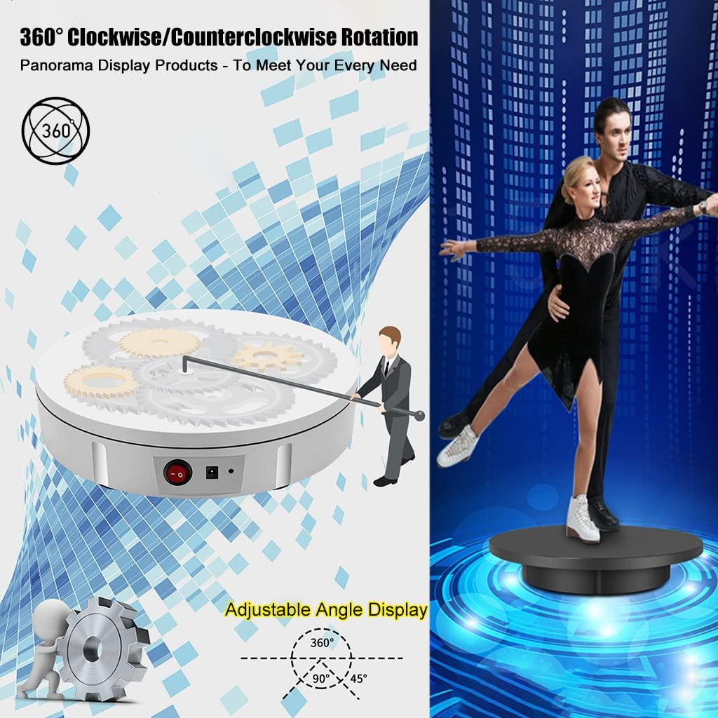 FONOBO FONOBO Rotating Display Stand, 330Lb/150Kg Load Bearing, 12 in Photography Motorized Display Turntable for Mannequin 360 Show,Black