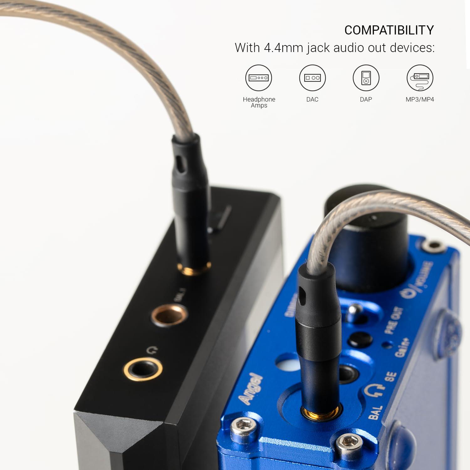 MEZE AUDIO MEZE AUDIO | 4.4mm OFC Upgrade Balanced Cable for 99 Series | Silver-Plated OFC Copper | 4.4mm Male to Dual TS Mono 3.5mm Male Connector Plug | Cable Length 1.50m/4.9ft