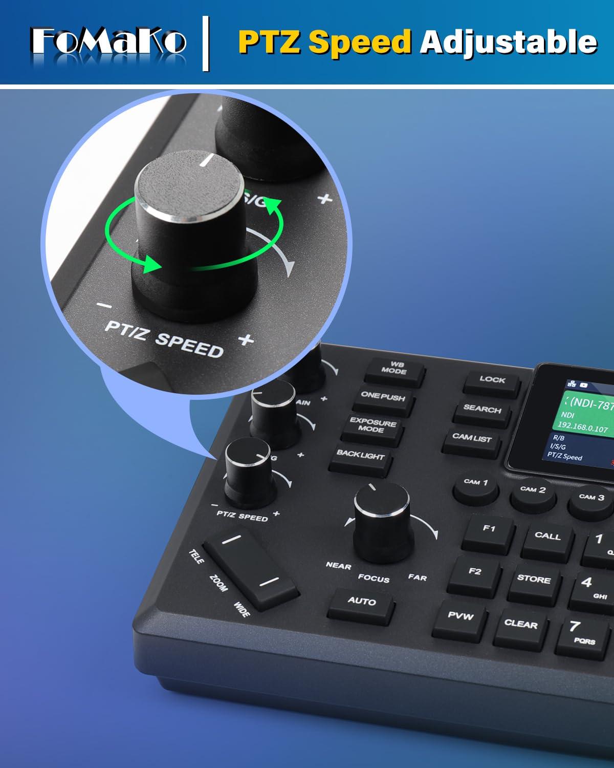 FoMaKo FoMaKo AI Auto Tracking HDMI PTZ Camera 20x Optical Zoom for Church Services Worship Education(2pcs) + KC608 Pro PTZ Controller (FMK12UH Prox2 + KC608 Pro)