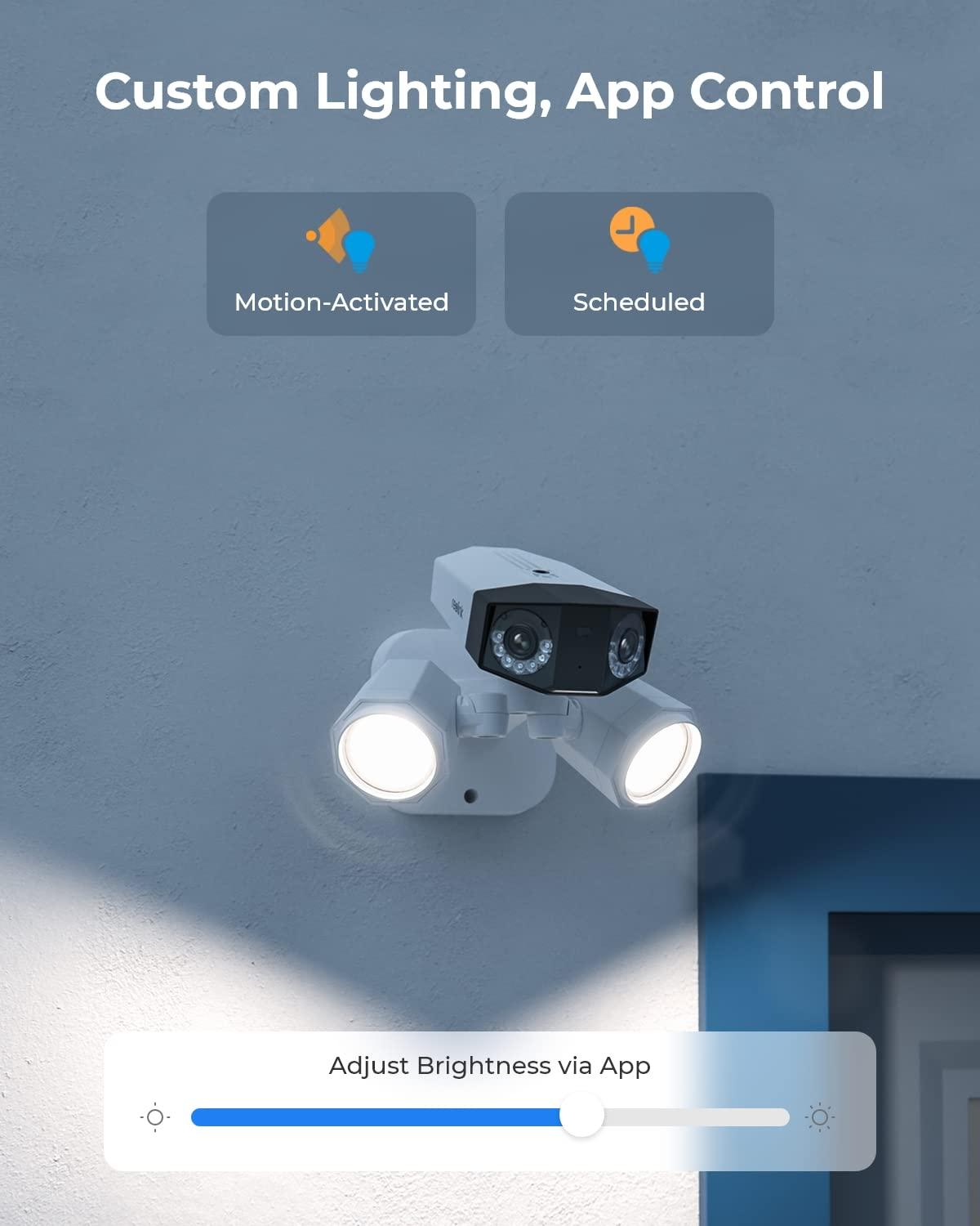 REOLINK REOLINK 4K Floodlight Camera for PoE Security Camera System, IP Outdoor Camera in 180 Degree Ultra-Wide Angle, Human/Vehicle/Pet Alerts, 1800 Lumen Floodlights, Two Way Talk