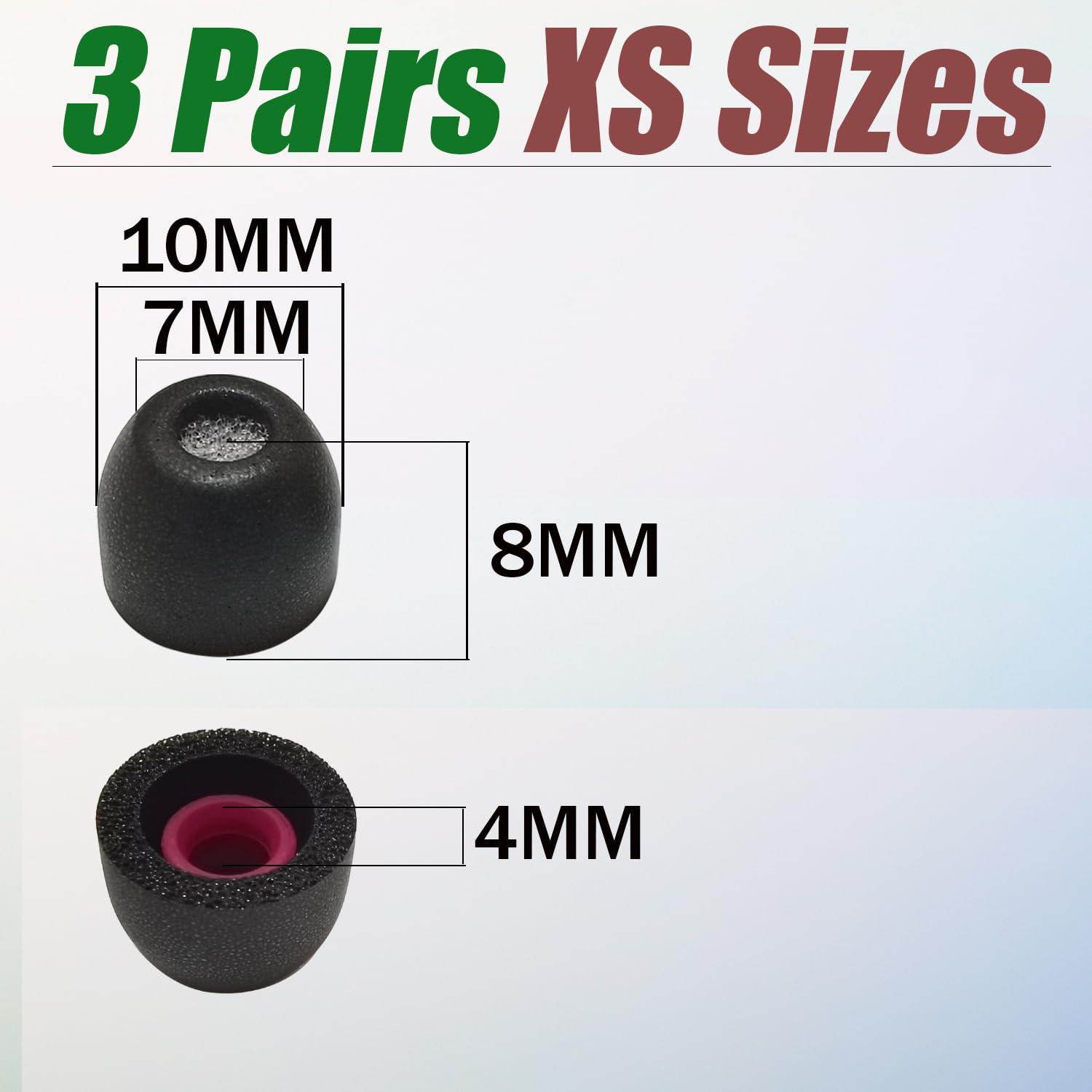 Luckvan Extra Small Earbuds Tips Replacement Memory Foam Tips Filter Screen Ear Tips Extra Small for in Ear Earbuds, Black 3 Pairs