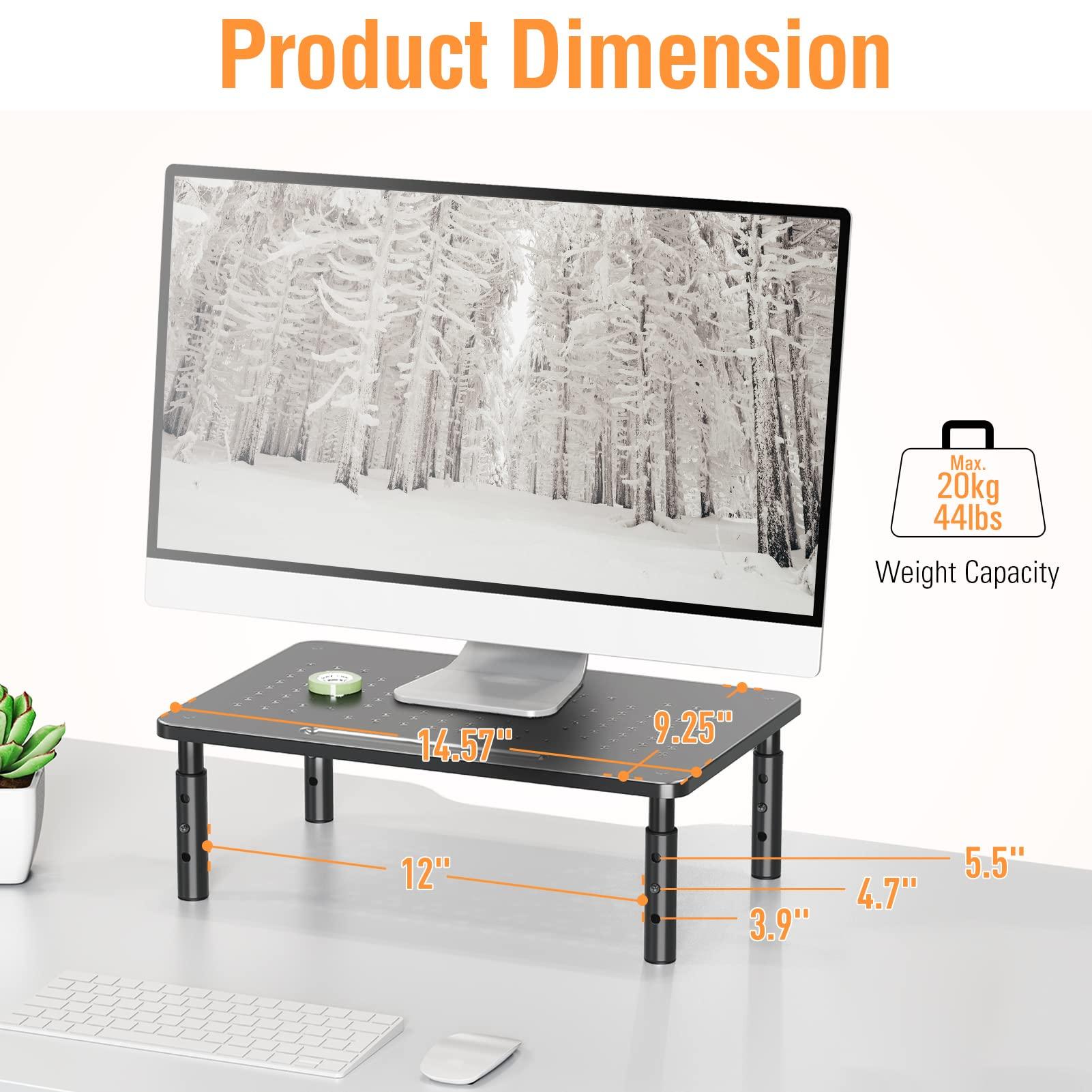 ELIVED ELIVED 2 Pack Monitor Stand Riser - 3 Height Adjustable Monitor Stand for Laptop, Computer, PC, Printer, Mesh Metal Monitor Riser for Desktop Organizer.