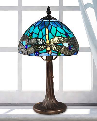 Dale Tiffany Lamps Dale Tiffany TA15048 Classic Dragonfly Tiffany Accent Table Lamp, Antique Brass