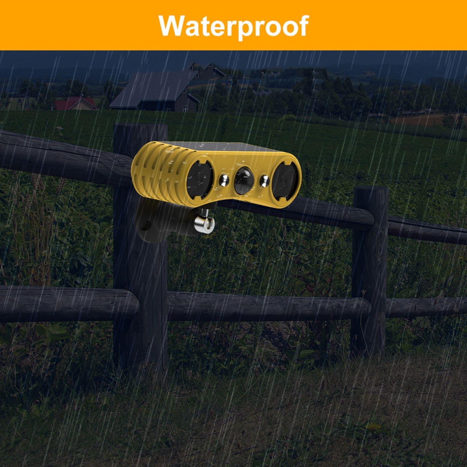 HULPPRE HULPPRE Solar Outdoor Motion Sensor Alarm-13 Sounds Including Dog Barking&Gunshot,2*130db Loud Noise Maker,4 Modes,Red&Blue Motion Activated Strobe Light,Say Goodbye to The Intruders