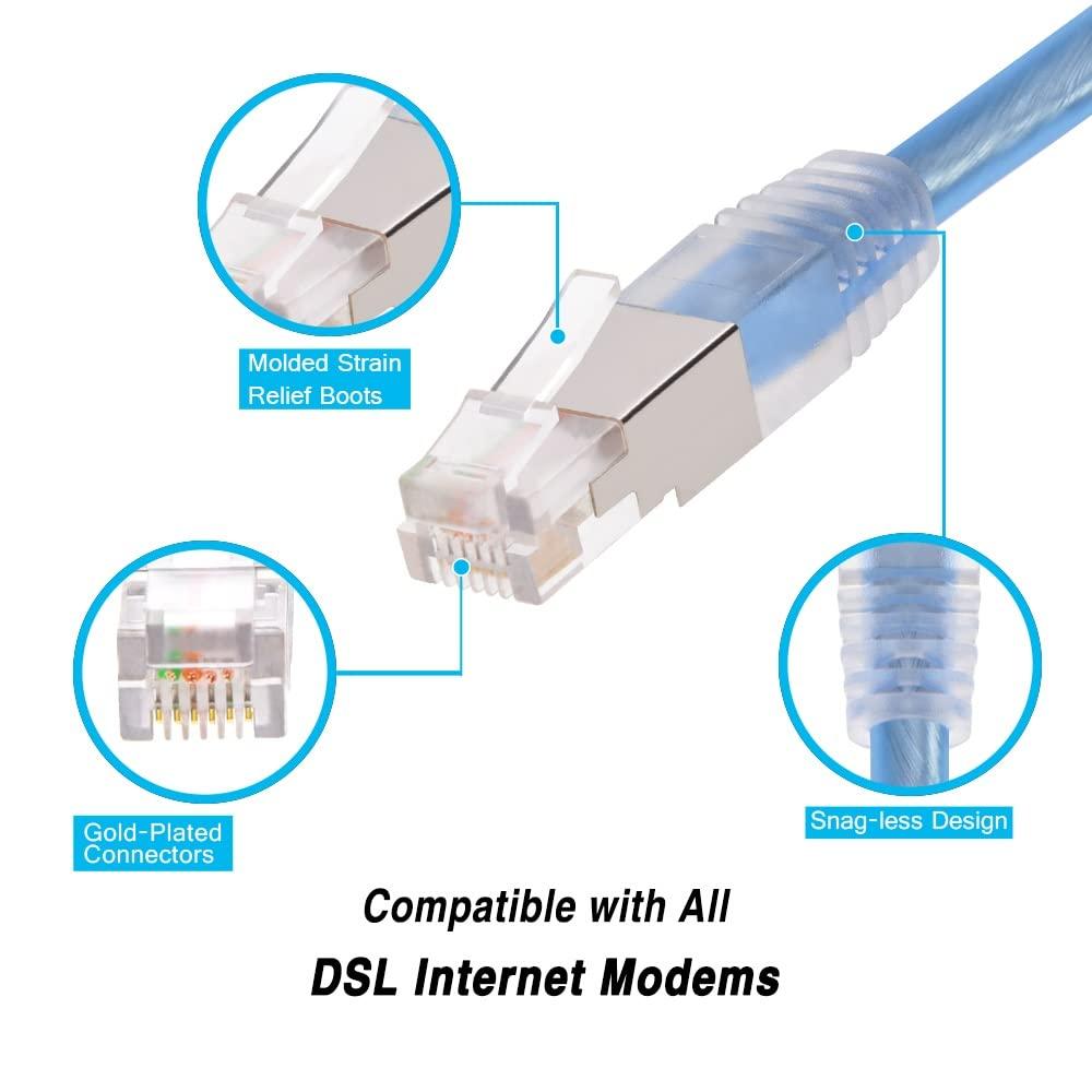 InstallerParts InstallerParts RJ11 Shielded Modem Cable for DSL Internet, 25 Ft, 25-Pack