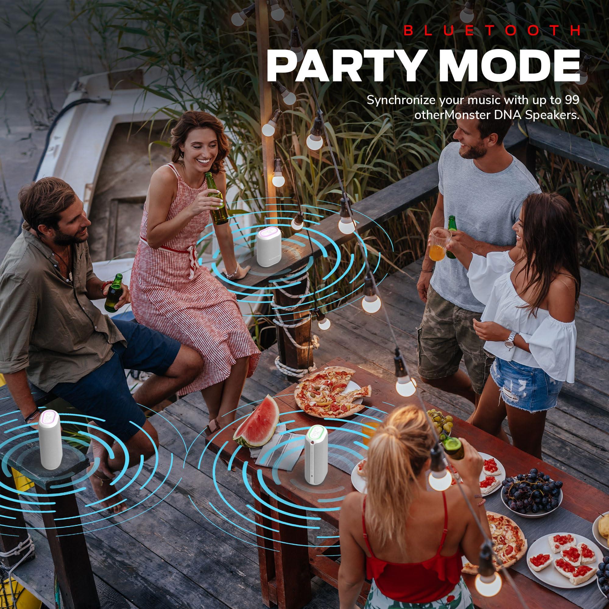 Monster Monster DNA One Portable Bluetooth Speaker, Loud Portable Speaker with 360 Bass Sound and 10W Qi Certified Wireless Charging Pad, IP67 Waterproof- for Travel, Indoor and Outdoor Use