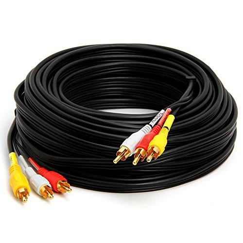 Cmple Cmple - 3-Male RCA to 3-Male RCA Composite Video Audio A/V AV Cable Gold Plated - 50 Feet