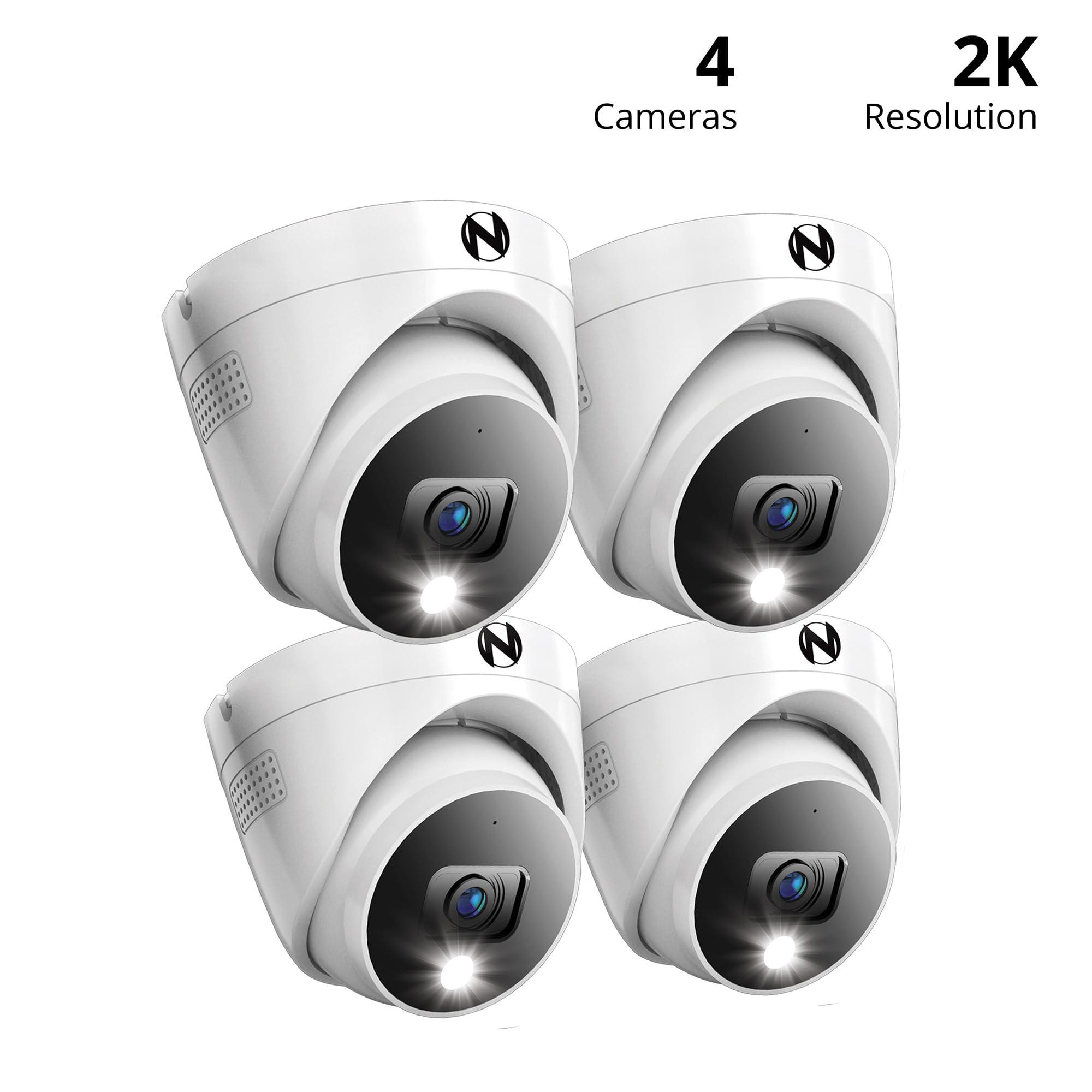 Night Owl Night Owl Add On Wired 2K HD Indoor/Outdoor Deterrence Dome Cameras with 2-Way Audio (4 Pack)