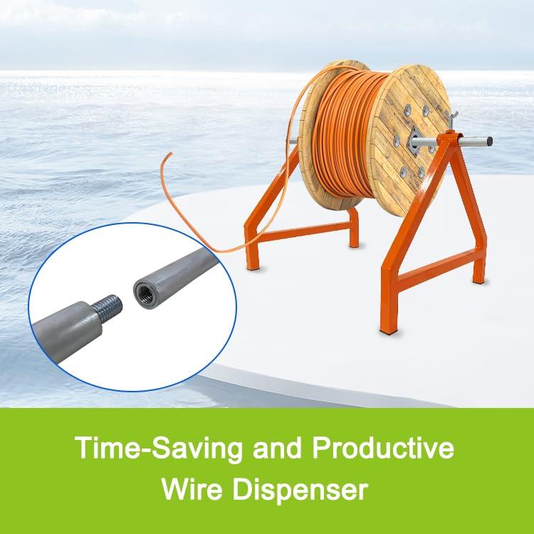 Wire Reel EIP Wire Caddy and 24" Wide Spool Rod | Portable Cable/Wire Spool Rack | Wire Reel Dispenser Heavy Duty Steel Welded Frame for up to 28" Diameter Spools | 220 lb Capacity | Heavy Duty knobs