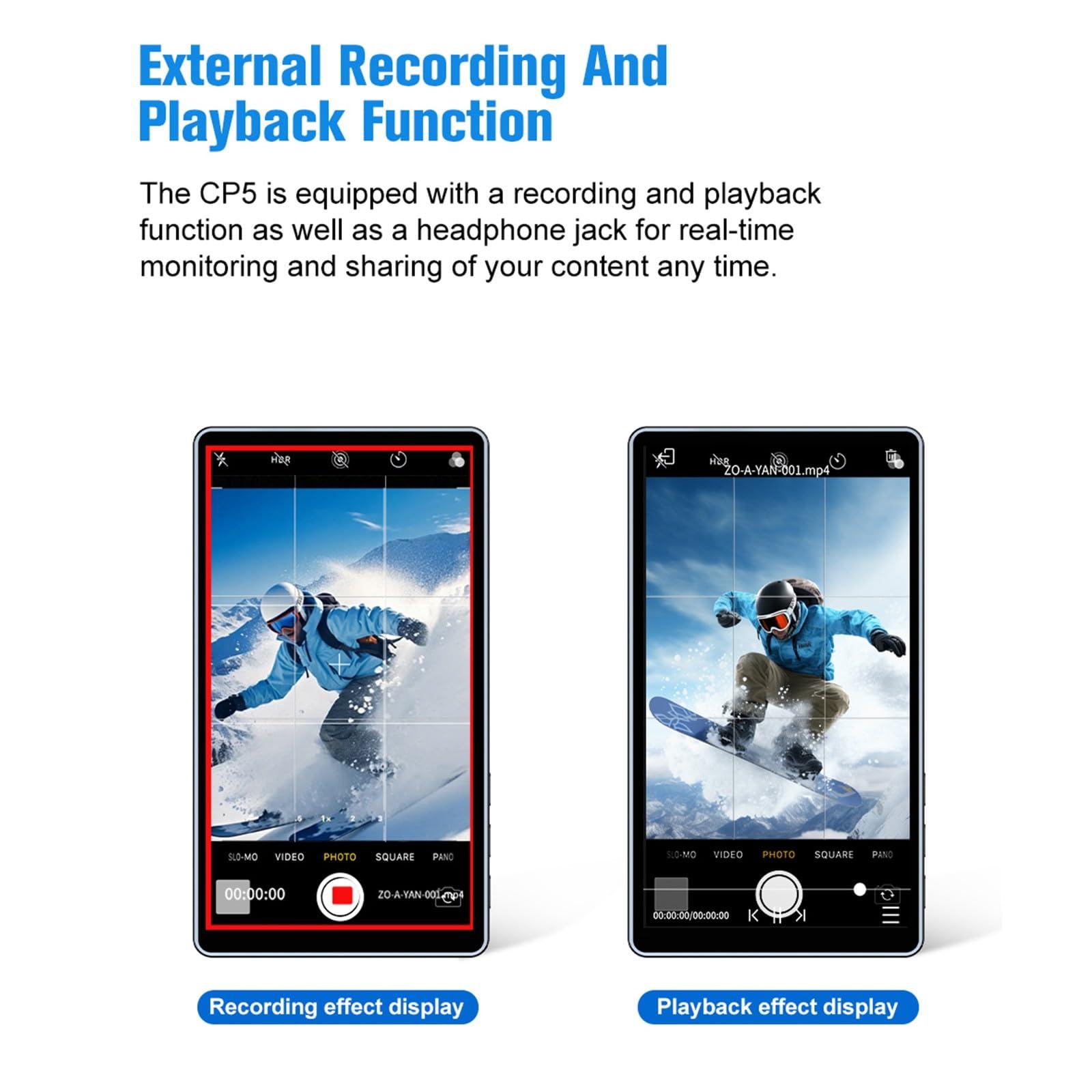 Shimbol Shimbol Snambol CP5 5" Touch Screen Rear Camera Selfie Monitor Alloy Shell iPhone Mini Monitors for iPhone Android Phone Vlogging with Magnetic Silicone Pink Case, Bluetooth Remote