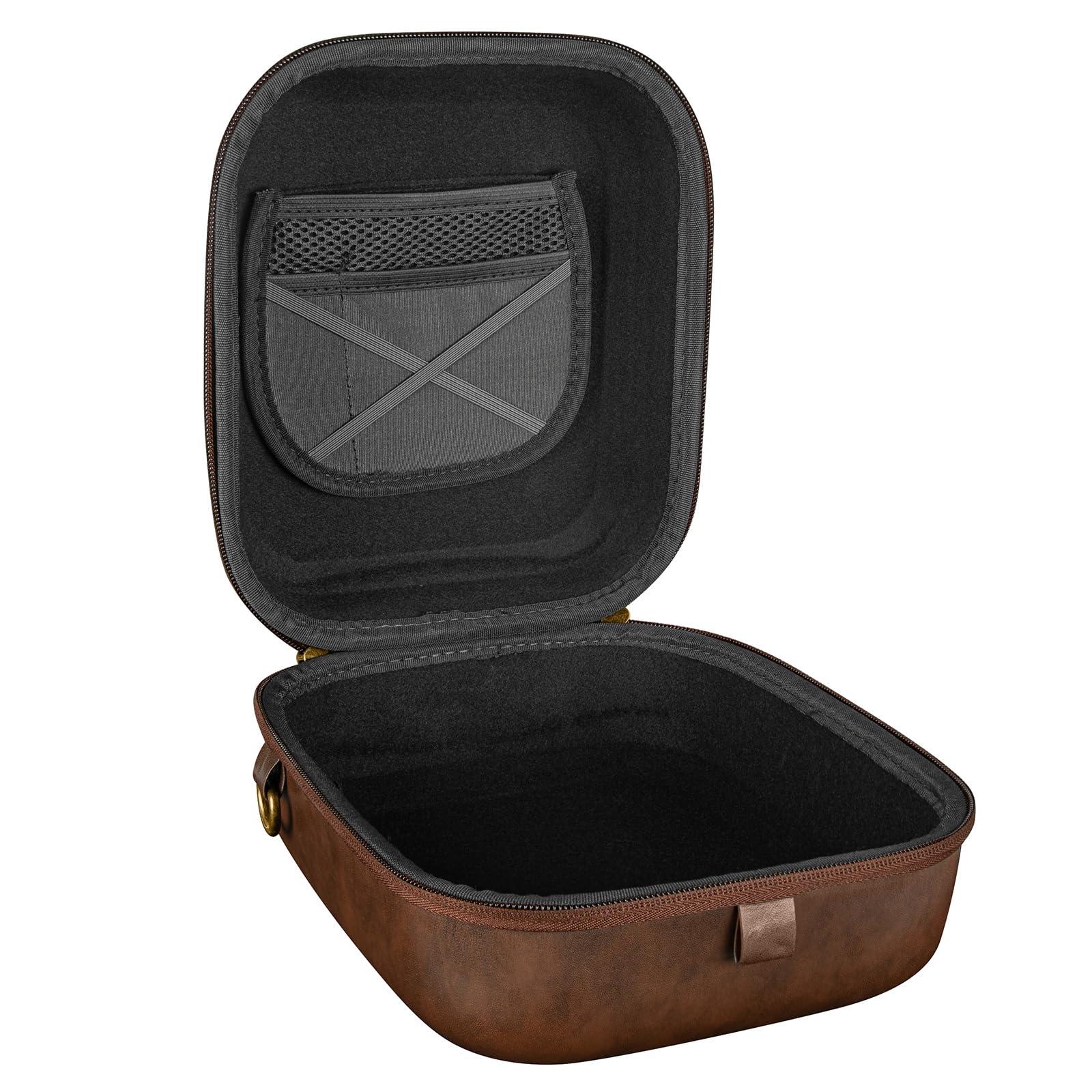 GEEKRIA Geekria Shield Case Compatible with AKG K701 Ultra, Pro Audio K702, K72, Pro Audio K72 Headphones, Replacement Hard Shell Travel Carrying Bag with Cable Storage (Brown Vegan Leather)